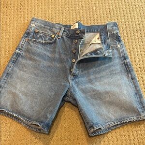 Citizens Of Humanity Blue Denim Jean Shorts Raw Cut